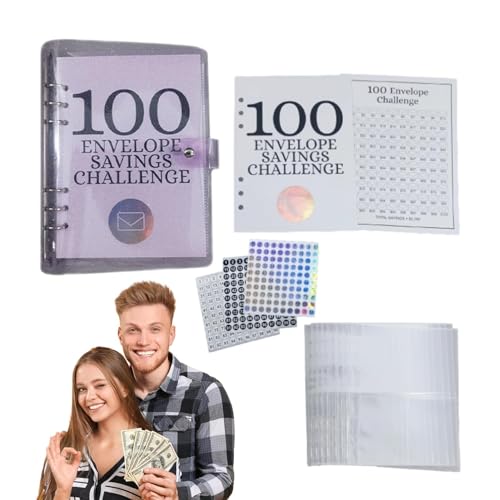 Dreuhuing Geldspar-Challenge mit 100 Umschlägen, Challenge-Ordner mit 100 Umschlägen,Geldspar-Challenge-Buch - 100 Umschläge Geldspar-Challenge, Spar-Challenge-Buch, Budgetordner, Geld-Organizer von Dreuhuing