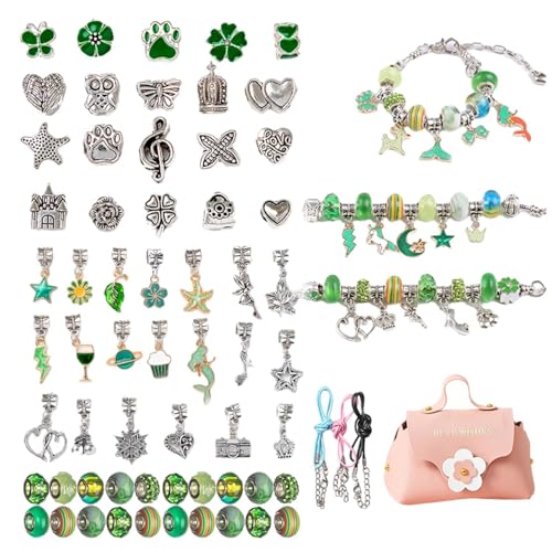 Dreuhuing Perlen-Armbandherstellungs-Set – buntes Schmuckherstellungszubehör, Armband-Schnurhersteller-Set, Charm-Armband, Halsketten-Set, vielseitiges Kinder-Bastelset für Mädchen und Frauen von Dreuhuing