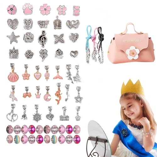 Dreuhuing Schmuckherstellungs-Set, Armband-Schnurhersteller-Set, handgefertigtes Schmuckherstellungszubehör, Charm-Armband, Halsketten-Set, vielseitiges Kinder-Bastelset für Mädchen und Frauen von Dreuhuing