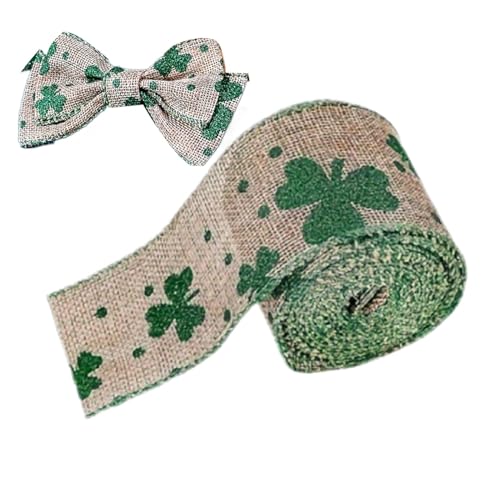 Dreuhuing St. Patrick's Day grünes Stoffband | Lucky Craft Ribbon Stoffbänder – Saint Patrick's Decor weiche Textur, Ripsband für Handwerk und Feste von Dreuhuing