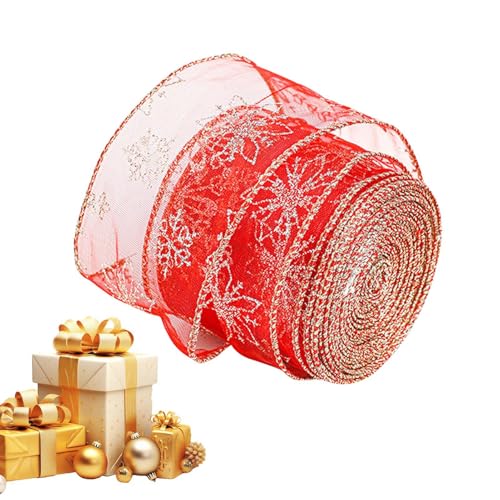 Dreuhuing Weihnachtsband mit Draht,Weihnachtsband - 2,5-Zoll-Weihnachtsband mit Draht zum Verpacken,2,2 Yard Weihnachts-Samtband, drahtgebundenes Weihnachtsband für Baumschmuck von Dreuhuing