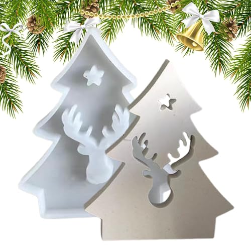 Silikonformen Gießformen Kerzenhalter, Silikon Weihnachtsbaum Kerzenform, Silikonform Weihnachten, Weihnachtsbaum Teelichthalter Kerzenformen, 3D Weihnachtsbaum Epoxidharz Handwerk Gießform von Dreuhuing