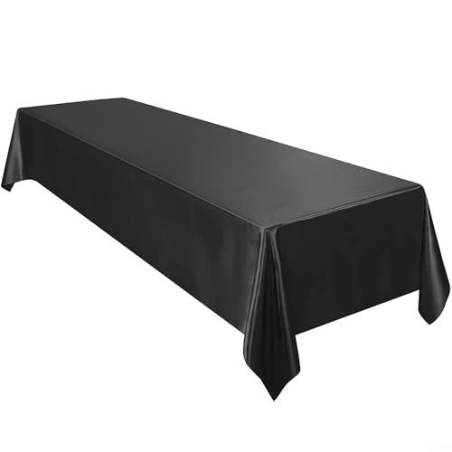 Satin-Tischdecke, rechteckig, für Esstisch, Tischdekoration für Hochzeit, Party, Bankett, schwarz, 145 x 260 cm von Drhomeam