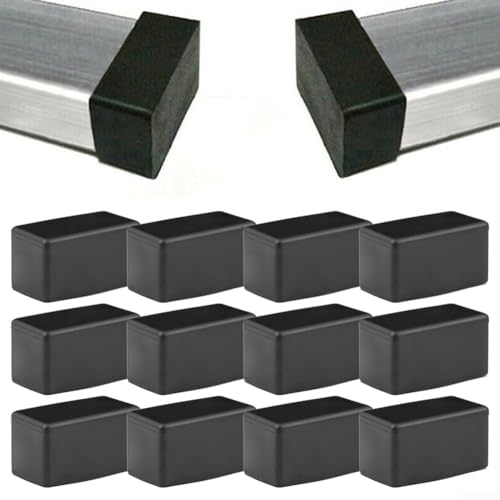 Gummifüße für Möbel, rechteckig, Schwarz, 12 Stück, Möbelbeine, Tisch-, Stuhlbeine, Bodenschoner für Hartholzböden (15 x 30 mm) von Drhomeam