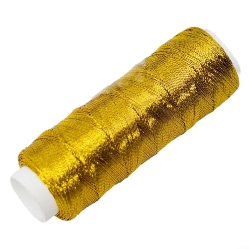 Metallisches Stickmaschinengarn, Gold/Silber, 200 m, Polyester, Metallic-Faden für Stickerei und Handdekoration, Nähen, DIY Stricken (1 Goldfaden) von Drhomeam