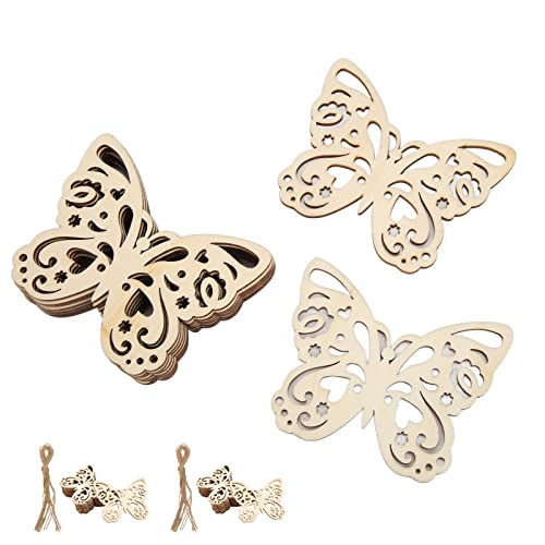 Butterflies for Crafts, Wooden Butterfly Polished Unfinished Hollow DIY Crafts, Wooden Cutouts for Crafts for Scrapbooks Paper Cutting and Many Other Art and Craft Projects von DriKou