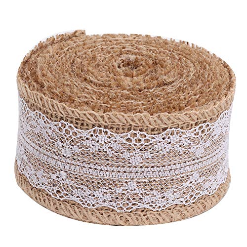 DriKou 2 Rollen 5 m schönes Leinen-Spitzen-Rollenband, Zuhause, Weihnachten, Hochzeit, DIY-Zubehör für DIY-Heimdekoration, Hochzeitsfeier und Geschenkverpackung, (457x457cm / 179.9x179.9in) von DriKou