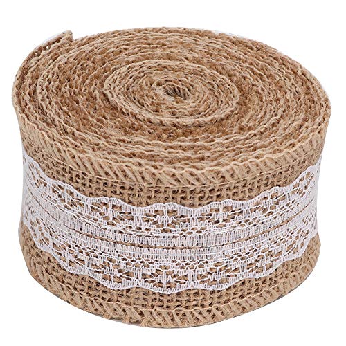 DriKou 2 Rollen 5 m schönes Leinen-Spitzen-Rollenband, Zuhause, Weihnachten, Hochzeit, DIY-Zubehör für DIY-Heimdekoration, Hochzeitsfeier und Geschenkverpackung, (493x493cm / 194.1x194.1in) von DriKou