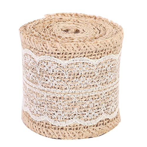 DriKou 5 Rolls Beautiful Linen Lace Roll Lace Ribbon, for Bridal Wedding Christmas Decoration DIY Handmade Christmas DIY Sewing Craft Supply Accessories (White) von DriKou