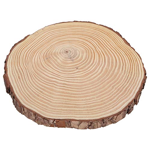 DriKou Holzscheiben, unlackierte Holzkreise, Ornamente, unregelmäßige Holzscheiben mit Rinde, zum Basteln, Weihnachtsschmuck, rustikale Hochzeit, DIY-Tischdekorationen (22.5 * 23) von DriKou