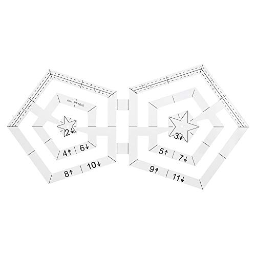 Drikou Double Pentagon Quilting Lineal, Acryltransparent nähen Lineal DIY Patchwork Nähwerkzeug zum Nähen und Patchwork Patchwork -Nähwerkzeug zum Nähen von DriKou