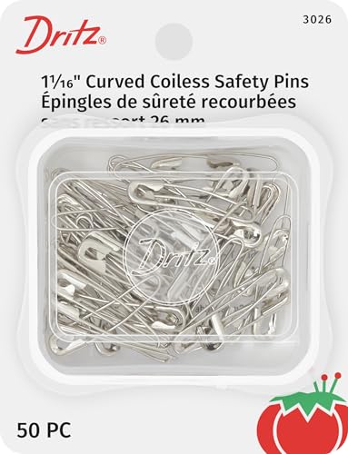 Dritz 1-1/16-Inch Curved Coiless Safety Pins, 50 Count, Nickel-Plated Steel Sicherheitsnadeln, Vernickelter Stahl, Size 1 von Dritz