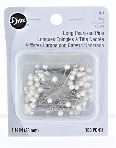 Dritz 1-1/2" Long Pearlized Pins, 100 Count, White Nähnadeln, Legierter Stahl, Weiss/opulenter Garten, 1-1/2-Inch von Dritz