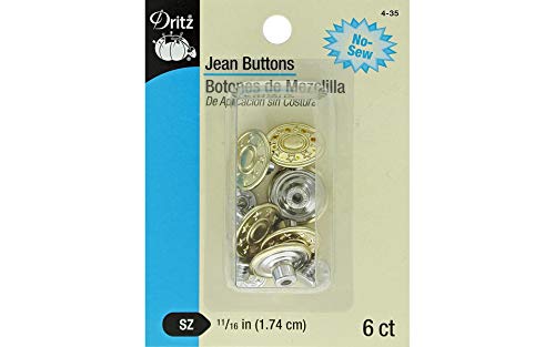 Dritz 11/16" Jean Buttons Jeansknöpfe, Gold, 11/16-Inch, 6 von Dritz