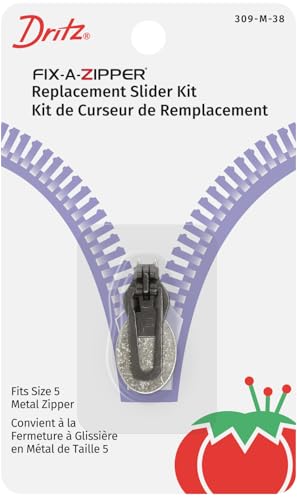 Dritz 309-M-38 Fix-A-Zipper Ersatzschieber-Set für Metallreißverschlüsse Größe 5, Messing antik-Optik, Replacement Slider Kit for Size 5 Metal von Dritz