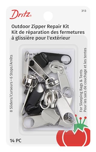 Dritz 313 Reißverschluss-Reparatur-Set für den Außenbereich, Kunststoff Metall, Outdoor Zipper Repair Kit von Dritz