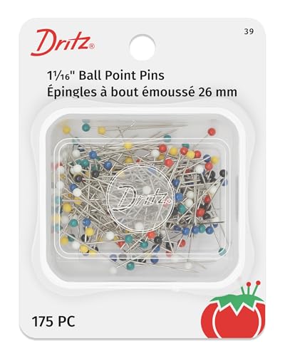 Dritz 1-1/16" Ball Point Pins, 175 Count, Assorted Colors Gerade Stifte, Kunststoff, Mehrfarbig, 1-1/16-Inch von Dritz