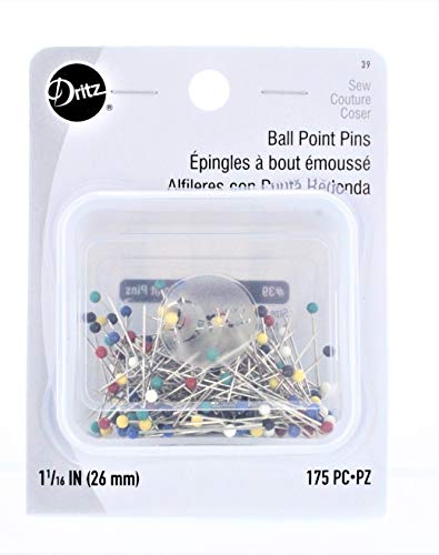 Dritz 1-1/16" Ball Point Pins, 175 Count, Assorted Colors Gerade Stifte, Kunststoff, Mehrfarbig, 1-1/16-Inch von Dritz