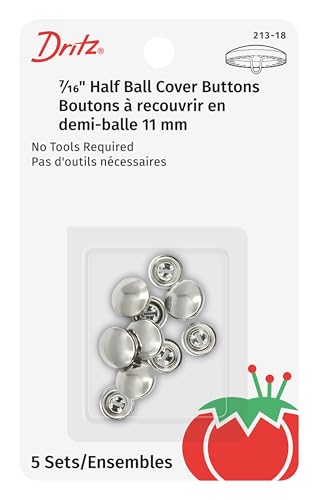 Dritz 7/16" Half Ball Cover Buttons Abdeckknopf, Nickel, Size 18 (7/16-Inch), 5 von Dritz