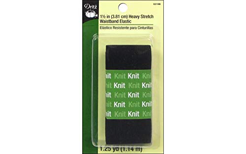 Dritz 9319B Elastisches Strickgewebe, schwarz, 1-1/2-Inch by 1-1/4-Yard von Dritz