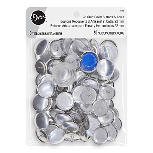 Dritz BLK110 Cover Kit Size 36 Includes Template, Tools & Buttons Verschlüsse, Metall, Nickel, 7/8", 60ct von Dritz