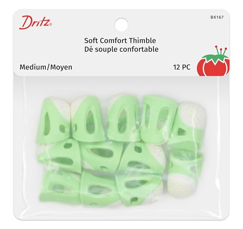 Dritz BK167 Soft Comfort Thimbles, Medium, Green, 12 pc Fingerhüte, Grün, stück von Dritz