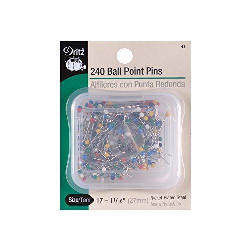 Dritz 1-1/16" Ball Point Pins, 240 Count, Assorted Colors Gerade Stifte, Kunststoff, Mehrfarbig, 1-1/16-Inch von Dritz