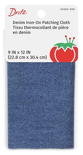 Dritz Denim Iron-On Patching Cloth Aufnäher zum Aufbügeln, Baumwolle, Blau verblasst, 9 by 12-Inch von Dritz