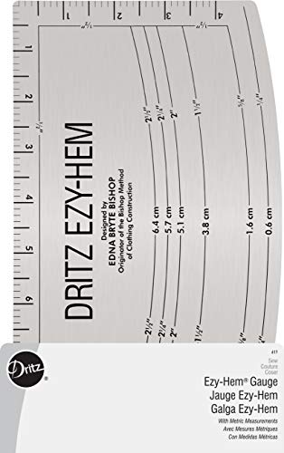 Dritz Hem Gauge Ezy-Saumlehre, 12,7 x 22,9 cm, Kunststoff, Nickel mit schwarzem Druck, 1 Packung von Dritz