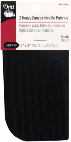 Dritz Heavy Canvas Bügelflicken zum Aufbügeln, 12,7 x 12,7 cm, Schwarz, 2 von Dritz