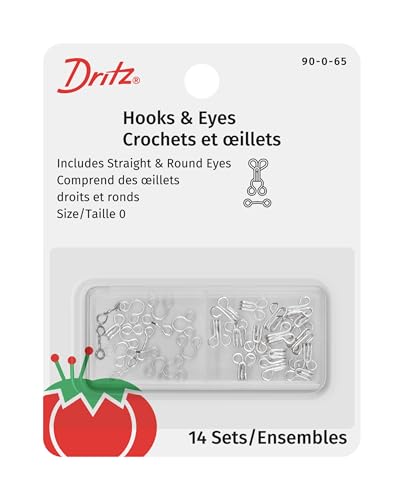 Dritz Hooks & Eyes, 14 Count, Size 0, Nickel Plated Steel Haken-Ösen, Legierter Stahl von Dritz