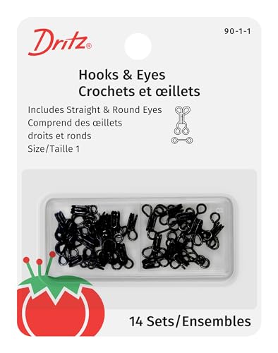 Dritz Hooks & Eyes Haken und Ösen, Legierter Stahl, Schwarz, Größe 1 von Dritz