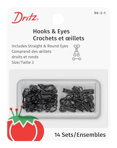 Dritz Hooks & Eyes Haken und Ösen, Stahl, Schwarz, Größe 3 von Dritz