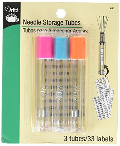 Dritz Needle Storage Tubes Nadelaufbewahrungsröhren, 3 Stück, Kunststoff, farblos, 1 Pack von Dritz