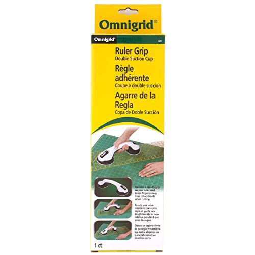 Omnigrid Ruler Grip Double Suction Cup Doppel-Saugnapf-Lineal, Griff – Weiß, Kunststoff, 1 von Omnigrid