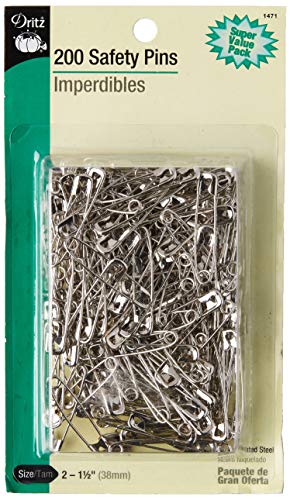 Dritz Safety Pins Sicherheitsnadeln, Legierter Stahl, Nickel, Size 2, 200 von Dritz