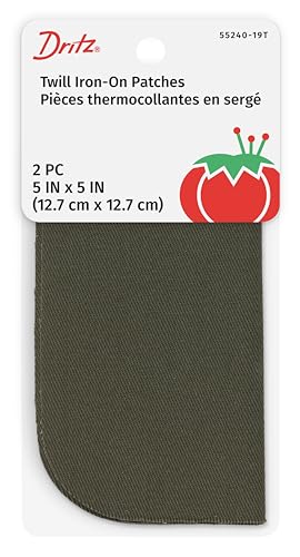 Dritz 55240-19T Aufnäher zum Aufbügeln, Twill, Olivgrün, 12,7 x 12,7 cm (2 Stück) von Dritz