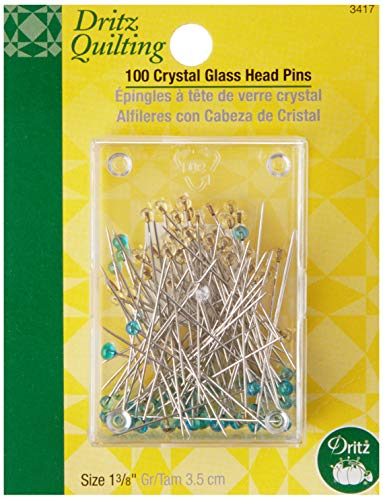 Dritz 1-3/8" Crystal Glass Head Pins Gerade Stifte, Glas, Blau/Gelb, 1-3/8-Inch, 100 von Dritz