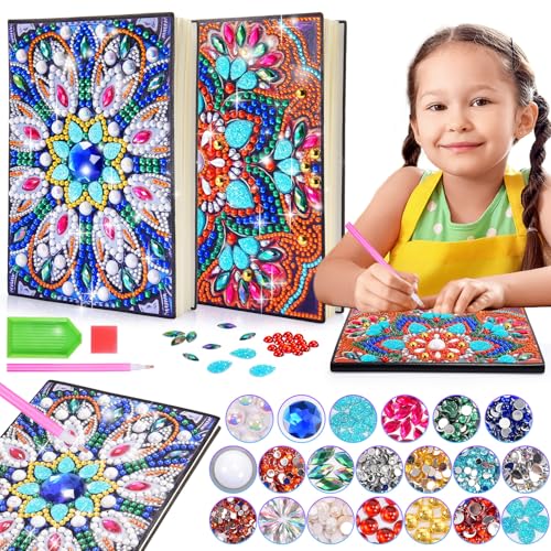 Dromlag Bastelset Kinder ab 5 6 7 8 Jahre, Mädchen Geschenke 4-10 jahre Diamond Painting Kinder Basteln Mädchen 7 8 9 10 jahre Mandalas Mosaik Notizbuch Weihnachten Geschenk für Kinder von Dromlag