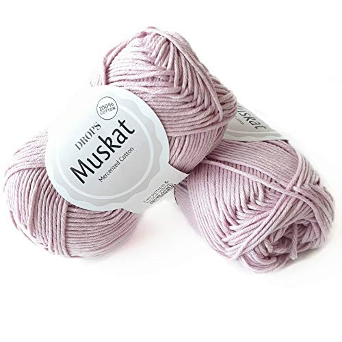 100% Baumwollgarn zum Stricken und Häkeln, 3 oder leicht, DK, Kammgewicht, Drops Muskat, 51 g, 109 Meter pro Knäuel (05 Powder Pink) von Drops