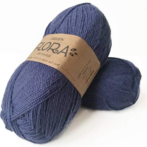 65 % Wolle 35 % Alpaka Garn, Tropfen Flora, 1 oder Superfine, Griffgewicht, 4-lagig, 230 Yards pro Knäuel 10 Indigo von Drops