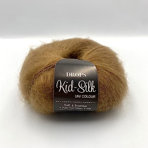 Drops Mohair und Seidengarn Kid-Seide, 0 oder Spitze, 2-lagig, 25,5 g, 230 Meter pro Knäuel (51 Toffee) von Drops