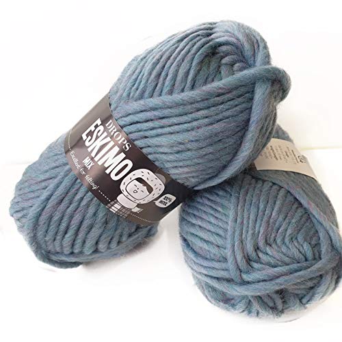 Eskimo Strickgarn aus reiner Wolle, sehr sperrig, 45 g pro Knäuel 84 Pfauenblau von Drops