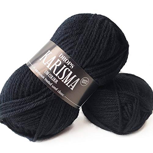 Karisma Garnstudio DROPS Strickgarn, 100 % Wolle, verschiedene Farben, 05 Schwarz von Drops