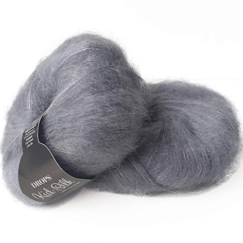 Kid Silk – Produkt Farben garnstudio Drops Stricken Spitze Gewicht Mohair und Seide 100% Garn 10 Grey von Drops