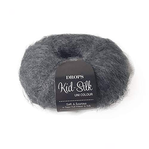 Mohair und Seide Garn Drops Kid-Seide, 0 oder Spitze, 2-lagig, 25,5 g 230 Meter pro Knäuel (22 Aschgrau) von Drops