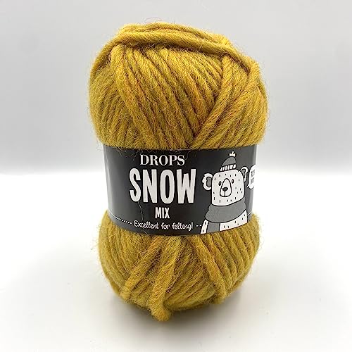 Strickgarn aus reiner Wolle, einsträngig, sehr sperriges Gewicht, Tropfen Eskimo, 50 g, 50 Meter pro Knäuel (85 Curry) von Drops