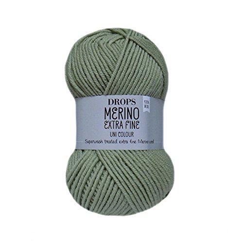 Superwash 100% Merinowolle Garn zum Stricken und Häkeln, 3 oder leicht, DK, Leight Kammgarn, Drops Merino extrafein, 50 g, 115 Yards pro Knäuel (26 Pistazie) von Drops