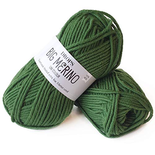 Superwash Merinowolle Drops Big Merino 4 oder Medium Aran Gewicht, 458 g Knäuel 14 Forest Green von Drops