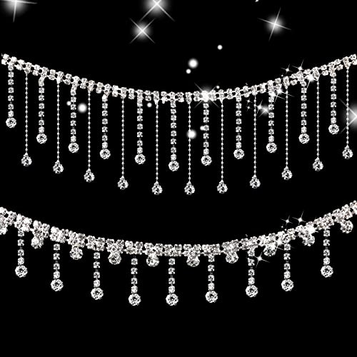 1,8 m Strassband Kette 2 Stil Diamant Kristall Strass Fransenbesatz Bling Kristall Fransen Trim Kette schneidbar Diamant Trim Band für Hochzeit Kleid Dekoration von Droutti